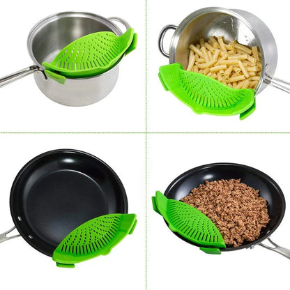 Universal Silicone Clip-on Pan Pot Strainer Anti-spill Pasta Pot