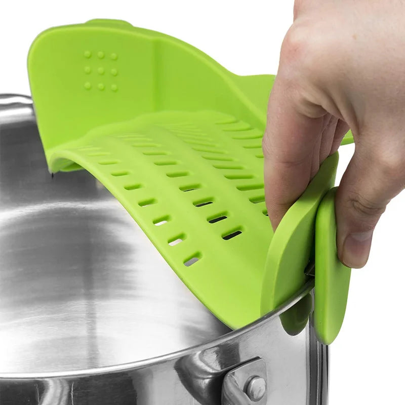 Universal Silicone Clip-on Pan Pot Strainer Anti-spill Pasta Pot