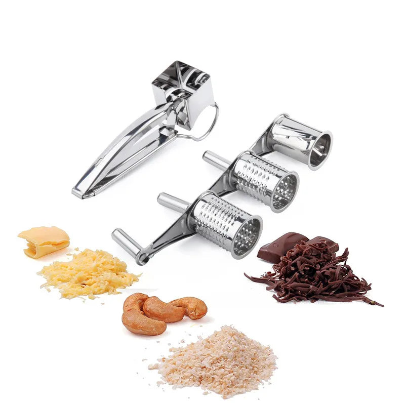 3 Drums Set Rotary Cheese Grater Stainless Steel Cheese Slicer