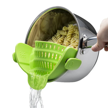 Universal Silicone Clip-on Pan Pot Strainer Anti-spill Pasta Pot
