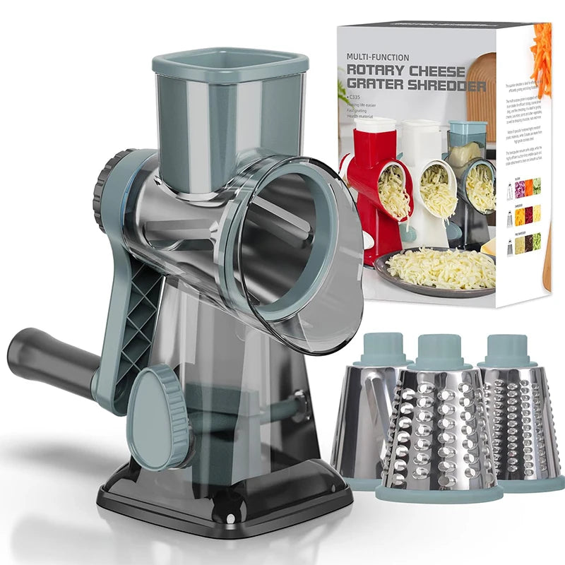 3 in 1 Rotary Cheese Grater Versatile Manual Vegetable Slicer