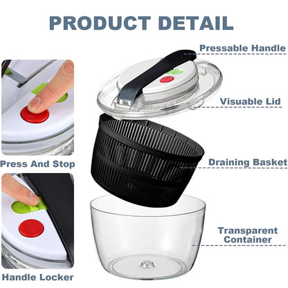 3L Salad Spinner Large Salad Bowl With Lid